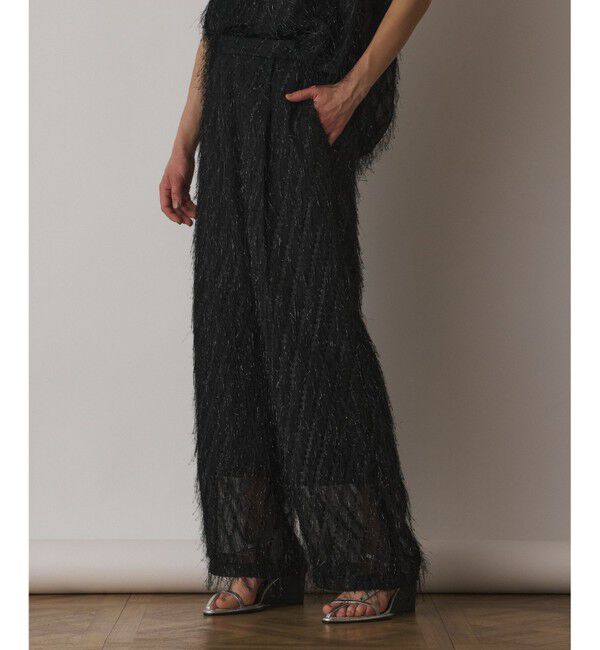  「フリンジワンタックパンツ」|その他|ブラック