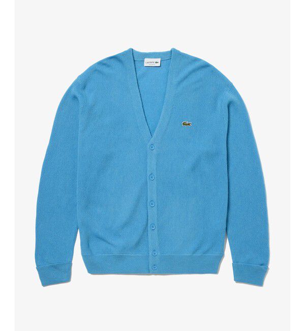 LACOSTE「ガーター編みVネックカーディガン」|カーディガン|ブルー
