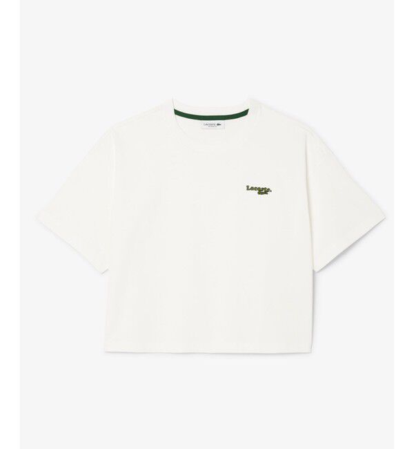LACOSTE「ネーム＆ワニロゴパッチクロップド半袖Tシャツ」|Tシャツ・カットソー|