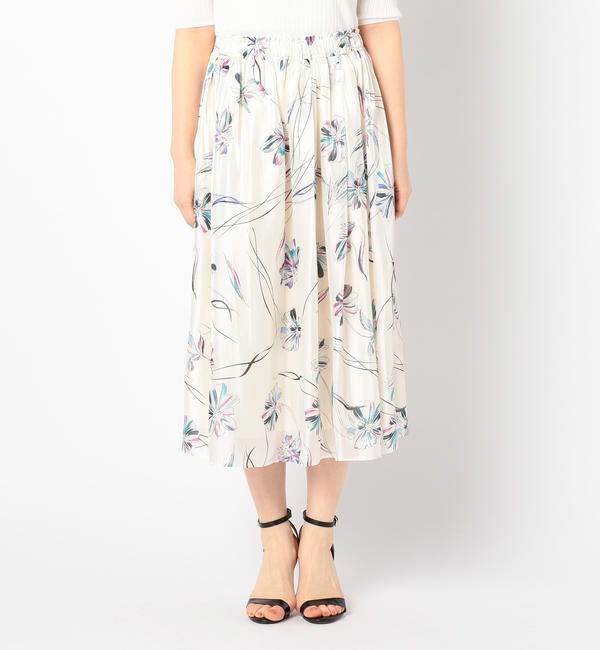 NOLLEY'S sophi「【吉高由里子さんドラマ着用】フラワーパールサテンギャザースカート」|スカート|