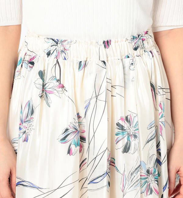 NOLLEY'S sophi「【吉高由里子さんドラマ着用】フラワーパールサテンギャザースカート」|スカート|