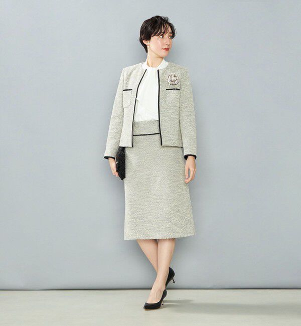 NOLLEY'S「《セットアップ対応》コンパクトインレイクルーネックジャケット」|ノーカラージャケット|