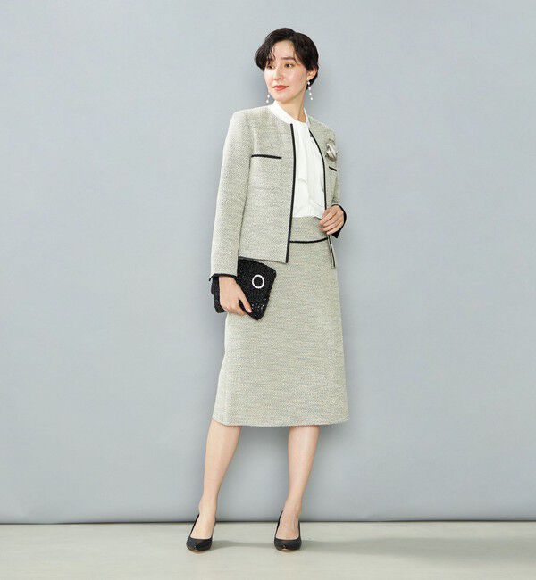 NOLLEY'S「《セットアップ対応》コンパクトインレイクルーネックジャケット」|ノーカラージャケット|