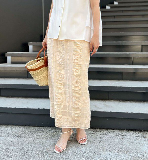 NOLLEY'S「ウォッシャブルレーシージャガードタイトスカート」|タイト|