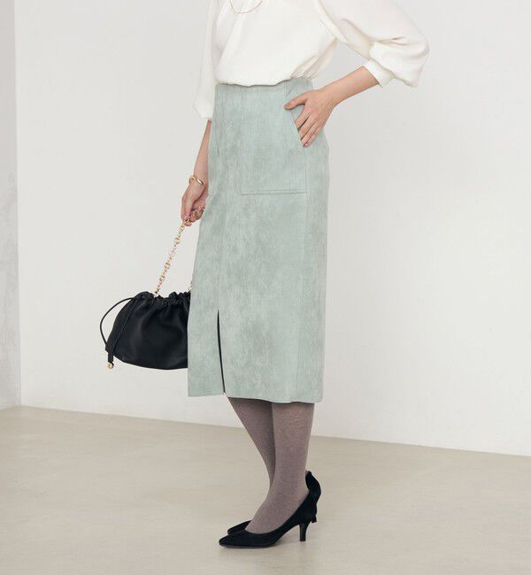 NOLLEY'S「ウォッシャブルダンボールスエードポケ付きタイトスカート」|タイト|
