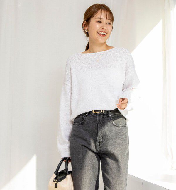 Rie Miller「《手洗い可能》テープヤーンボートネックプルオーバーニット」|ニット・セーター|