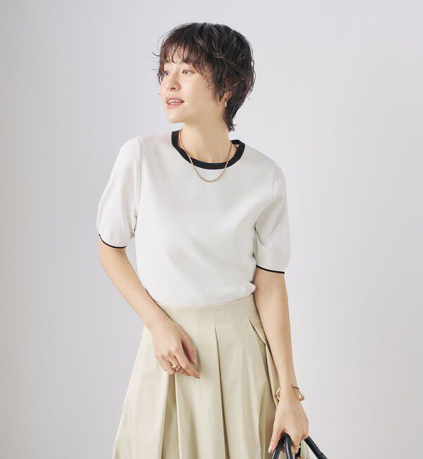 NOLLEY'S sophi「《アンサンブル対応》《手洗い可能》マルチファンクション総針ショートスリーブプルオーバーニット」|ニット・セーター|