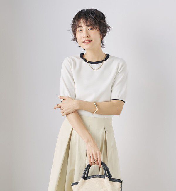 NOLLEY'S sophi「《アンサンブル対応》《手洗い可能》マルチファンクション総針ショートスリーブプルオーバーニット」|ニット・セーター|