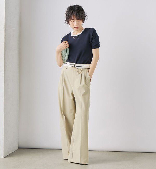 NOLLEY'S sophi「《アンサンブル対応》《手洗い可能》マルチファンクション総針ショートスリーブプルオーバーニット」|ニット・セーター|