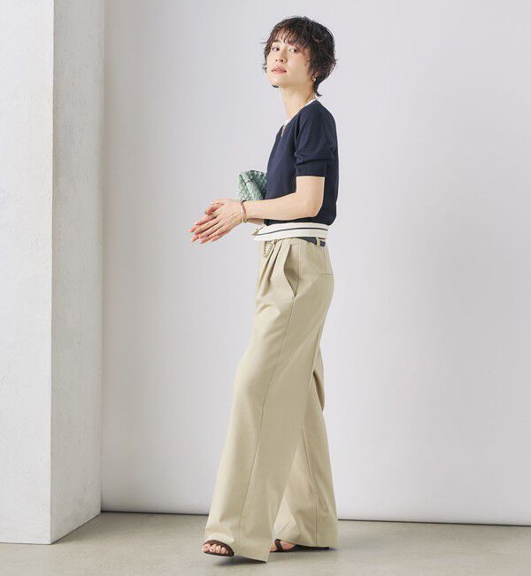 NOLLEY'S sophi「《アンサンブル対応》《手洗い可能》マルチファンクション総針ショートスリーブプルオーバーニット」|ニット・セーター|