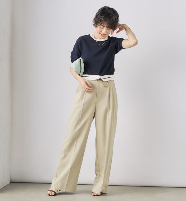 NOLLEY'S sophi「《アンサンブル対応》《手洗い可能》マルチファンクション総針ショートスリーブプルオーバーニット」|ニット・セーター|