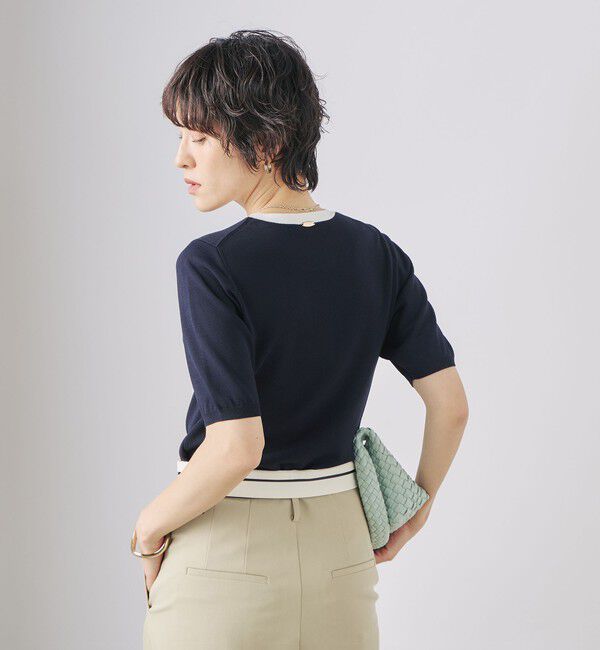 NOLLEY'S sophi「《アンサンブル対応》《手洗い可能》マルチファンクション総針ショートスリーブプルオーバーニット」|ニット・セーター|