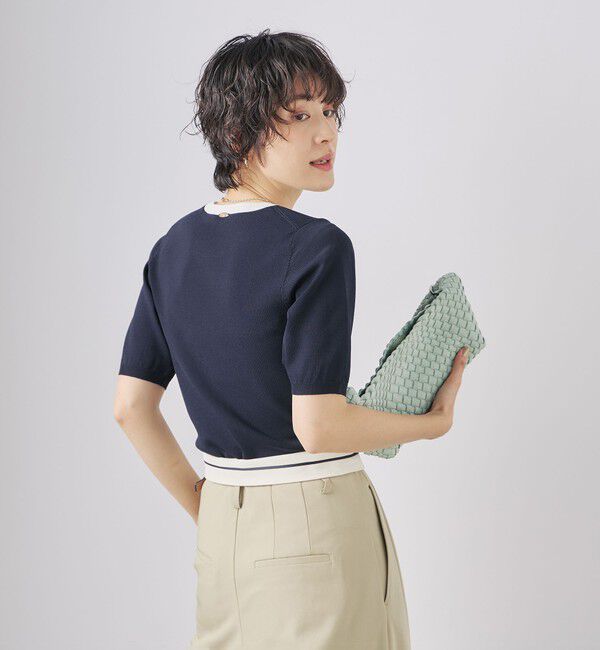 NOLLEY'S sophi「《アンサンブル対応》《手洗い可能》マルチファンクション総針ショートスリーブプルオーバーニット」|ニット・セーター|