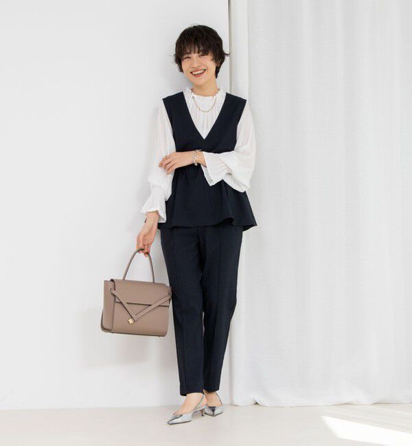 NOLLEY'S「《セットアップ対応》ウォッシャブルニットジョーゼット/ピンヘッドイージースリムパンツ」|その他|