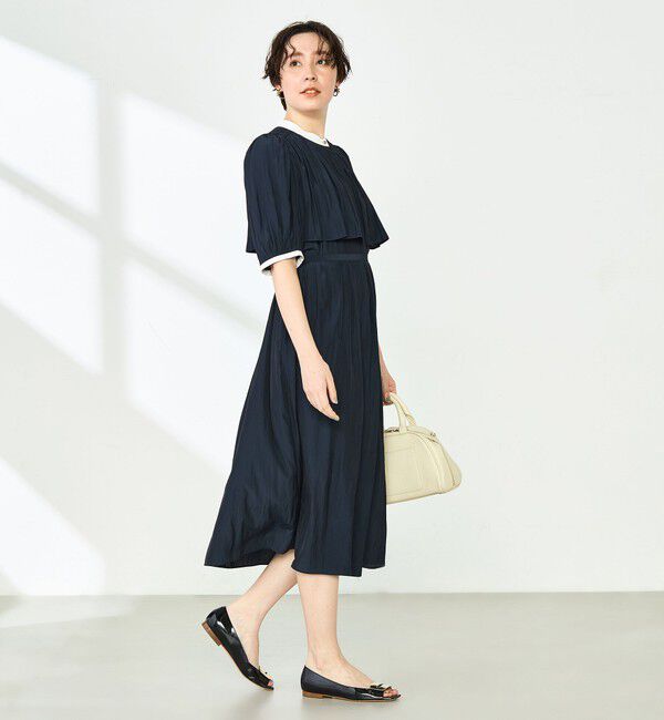 NOLLEY'S「ウォッシャブル割繊ケープ風ワンピース」|ワンピース|
