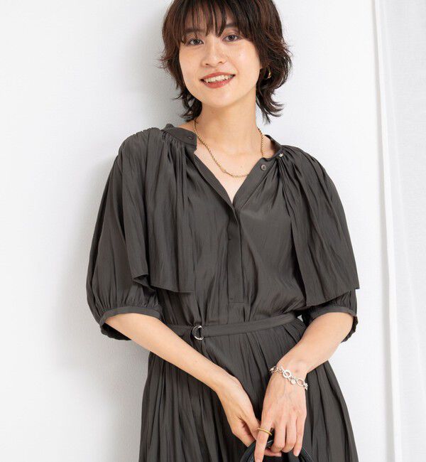 NOLLEY'S「ウォッシャブル割繊ケープ風ワンピース」|ワンピース|