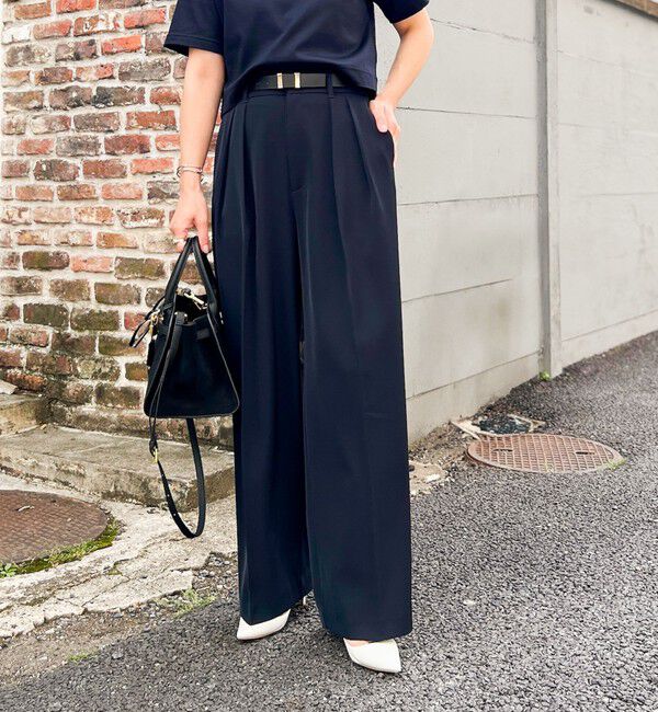 NOLLEY'S sophi「ウォッシャブル強撚ツイルワイドパンツ」|その他|ネイビー