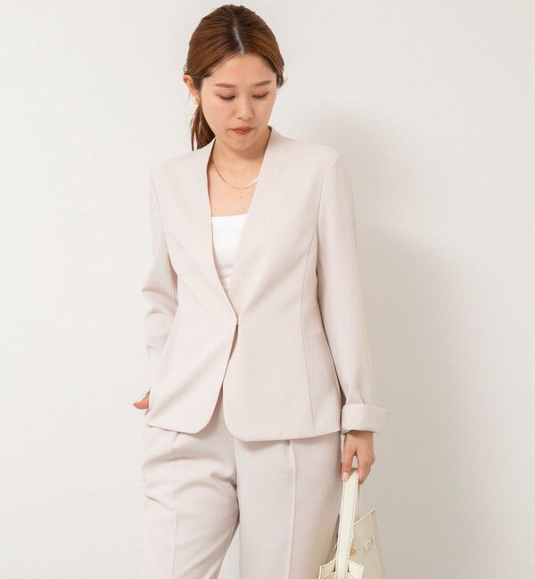 NOLLEY'S sophi「《セットアップ対応》ウォッシャブル強撚ライトジャケット」|ノーカラージャケット|