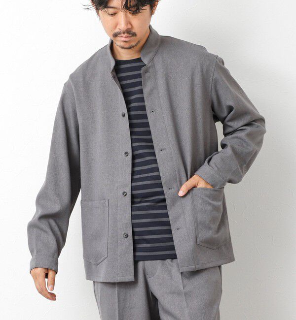 NOLLEY'S goodman「《セットアップ対応》LANATEC ウーステッドサージストレッチ マオカラーシャツブルゾン」|ブルゾン・スタジャン|グレー