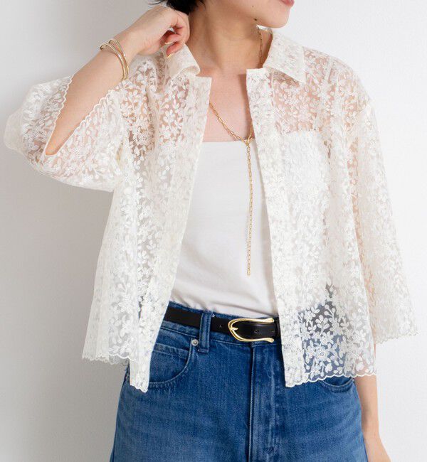 NOLLEY'S「Brocheレースショートシャツ」|シャツ・ブラウス|