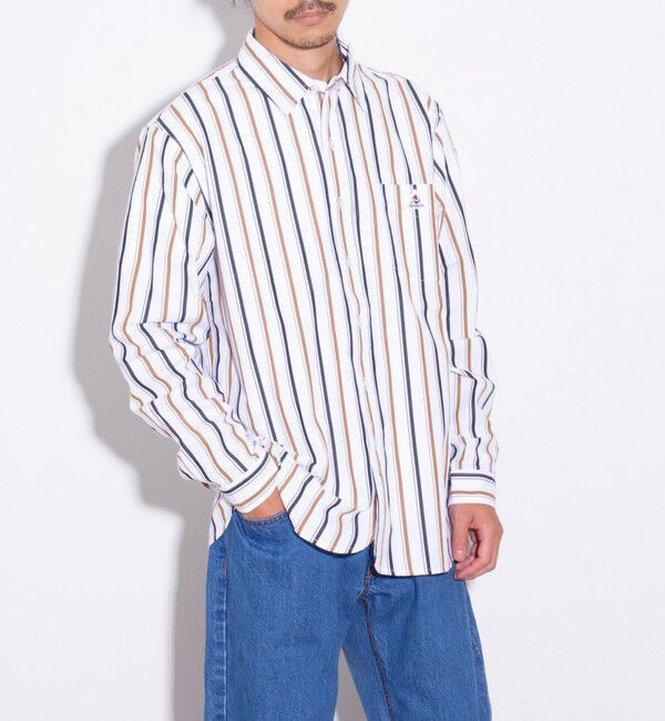 GLOSTER「【GEVACO/ゲバコ】ピーチ起毛マルチストライプレギュラーシャツ」|シャツ・ブラウス|ホワイト