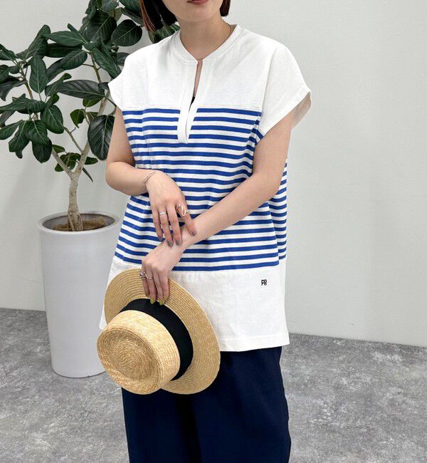 fredy emue「スキッパーフレンチボーダープルオーバーカットソー」|Tシャツ・カットソー|ブルー系その他