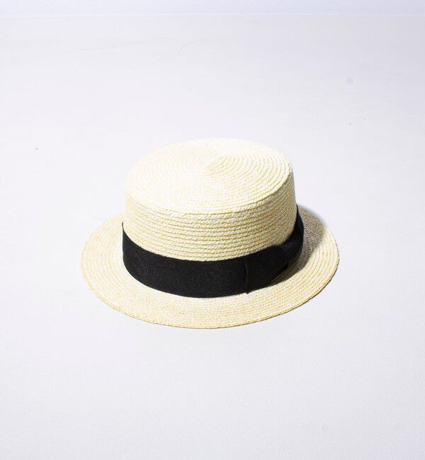 GLOSTER「【GLOSTER/グロスター】STRAW BOATER HAT ストローハット 麦わら カンカン帽」|ハット|アイボリー