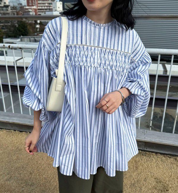 fredy emue「【GEVACO/ゲバコ】ピンタックボリュームスリーブブラウス」|シャツ・ブラウス|ホワイト系その他