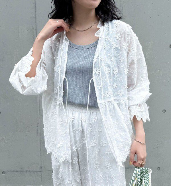 fredy emue「3D刺繍スカラップ前開きブラウス」|シャツ・ブラウス|