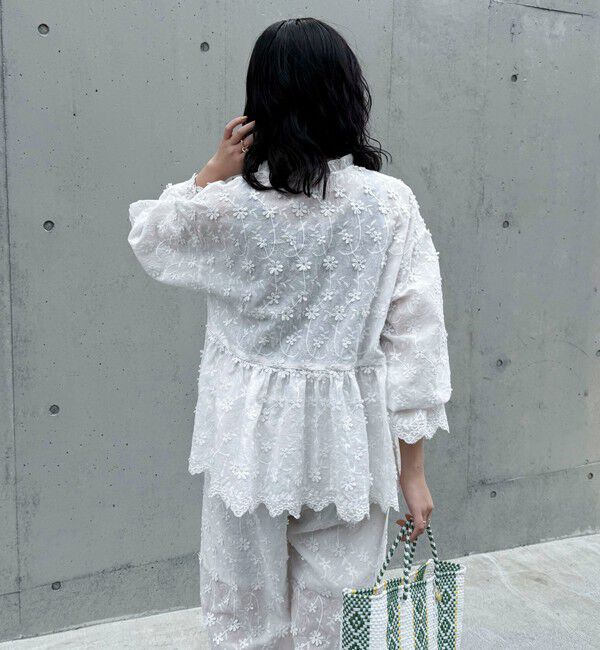 fredy emue「3D刺繍スカラップ前開きブラウス」|シャツ・ブラウス|