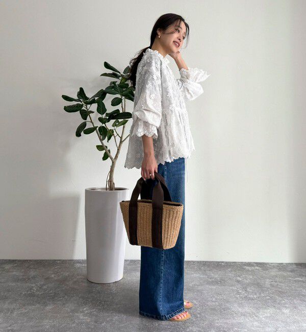 fredy emue「3D刺繍スカラップ前開きブラウス」|シャツ・ブラウス|
