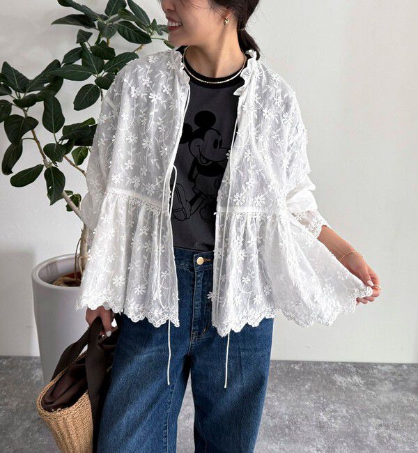 fredy emue「3D刺繍スカラップ前開きブラウス」|シャツ・ブラウス|