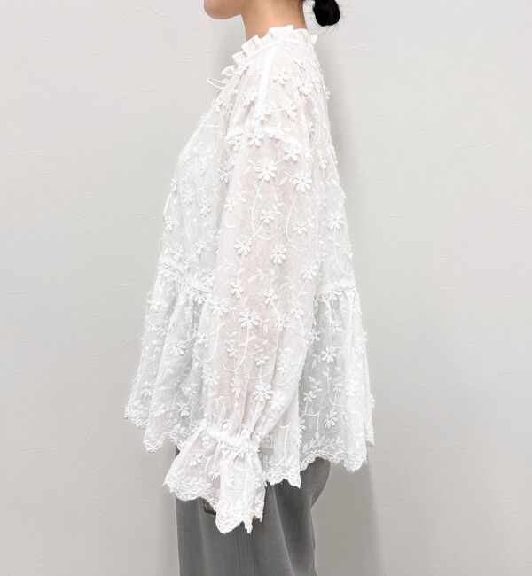 fredy emue「3D刺繍スカラップ前開きブラウス」|シャツ・ブラウス|