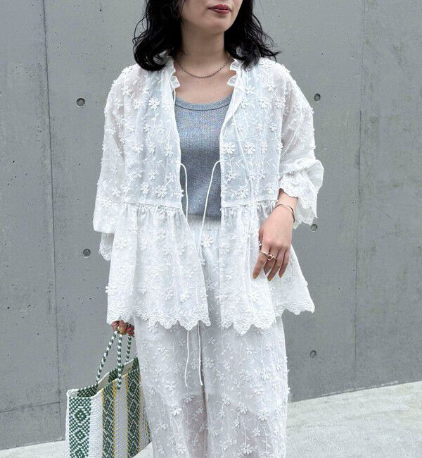 fredy emue「3D刺繍スカラップ前開きブラウス」|シャツ・ブラウス|