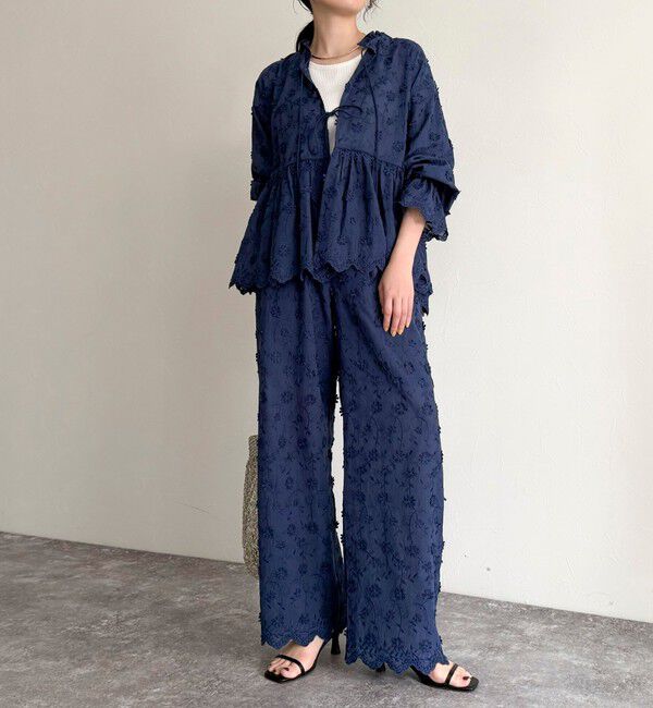 fredy emue「3D刺繍スカラップ前開きブラウス」|シャツ・ブラウス|