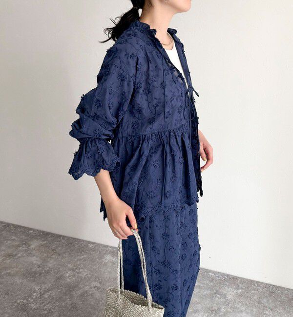 fredy emue「3D刺繍スカラップ前開きブラウス」|シャツ・ブラウス|