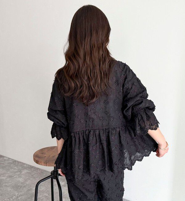 fredy emue「3D刺繍スカラップ前開きブラウス」|シャツ・ブラウス|