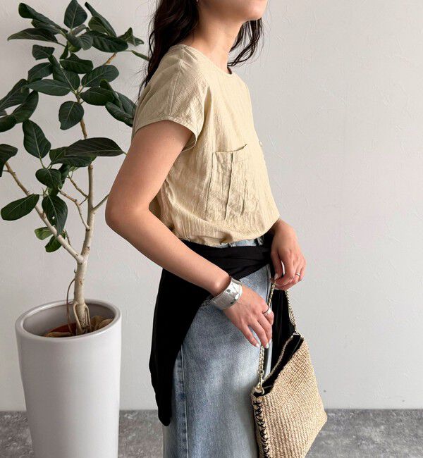 fredy emue「《セットアップ対応》R/Nポケ付きフレンチスリーブブラウス」|シャツ・ブラウス|