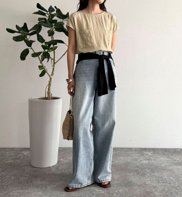 fredy emue「《セットアップ対応》R/Nポケ付きフレンチスリーブブラウス」|シャツ・ブラウス|