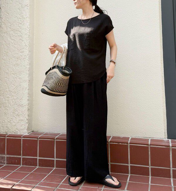 fredy emue「《セットアップ対応》R/Nポケ付きフレンチスリーブブラウス」|シャツ・ブラウス|