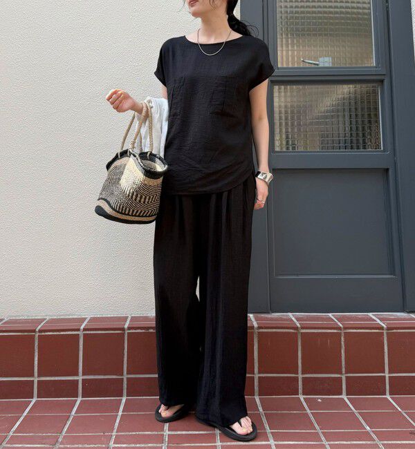 fredy emue「《セットアップ対応》R/Nポケ付きフレンチスリーブブラウス」|シャツ・ブラウス|