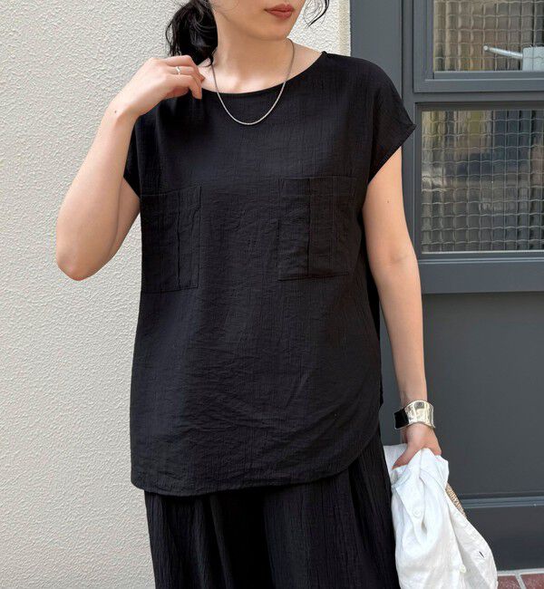 fredy emue「《セットアップ対応》R/Nポケ付きフレンチスリーブブラウス」|シャツ・ブラウス|