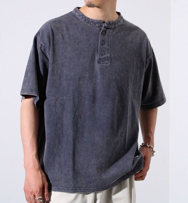 FREDY MAC「【FREDYMAC/フレディマック】 USコットン スノーウォッシュ ヘンリーネックTシャツ」|Tシャツ・カットソー|チャコールグレー
