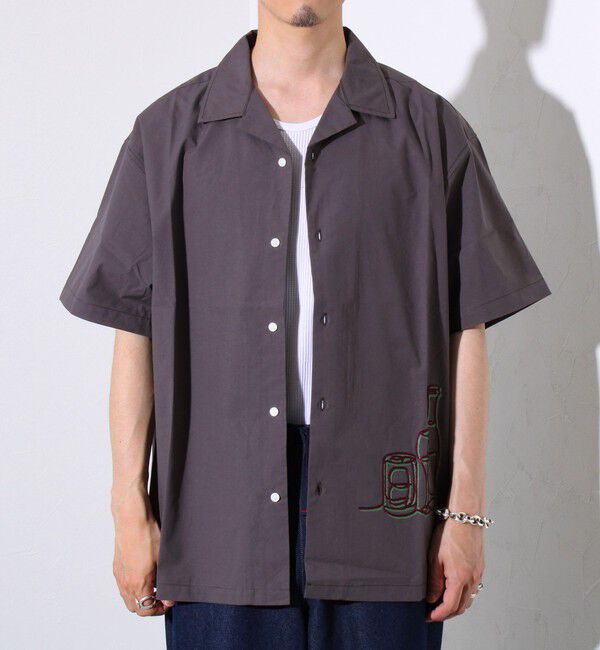 GLOSTER「【GLOSTER/グロスター】綿ブロード ショートスリーブ カクテル刺繍 オープンカラーシャツ」|シャツ・ブラウス|