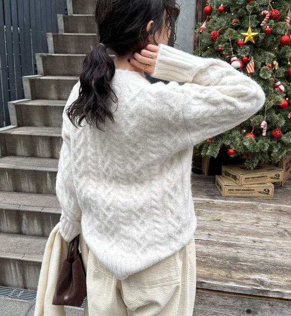 fredy emue「ふわふわ柄編みニットプルオーバー」|ニット・セーター|