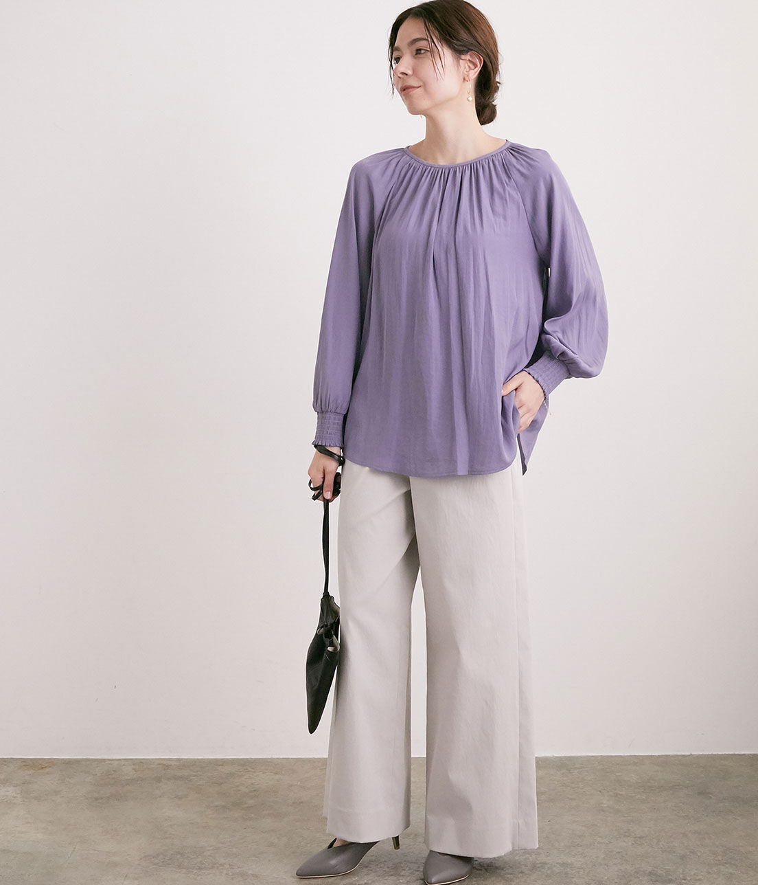 SALON adam et rope'「【UVカット・吸汗速乾】コットンライクポリエステルワイドパンツ」|その他|