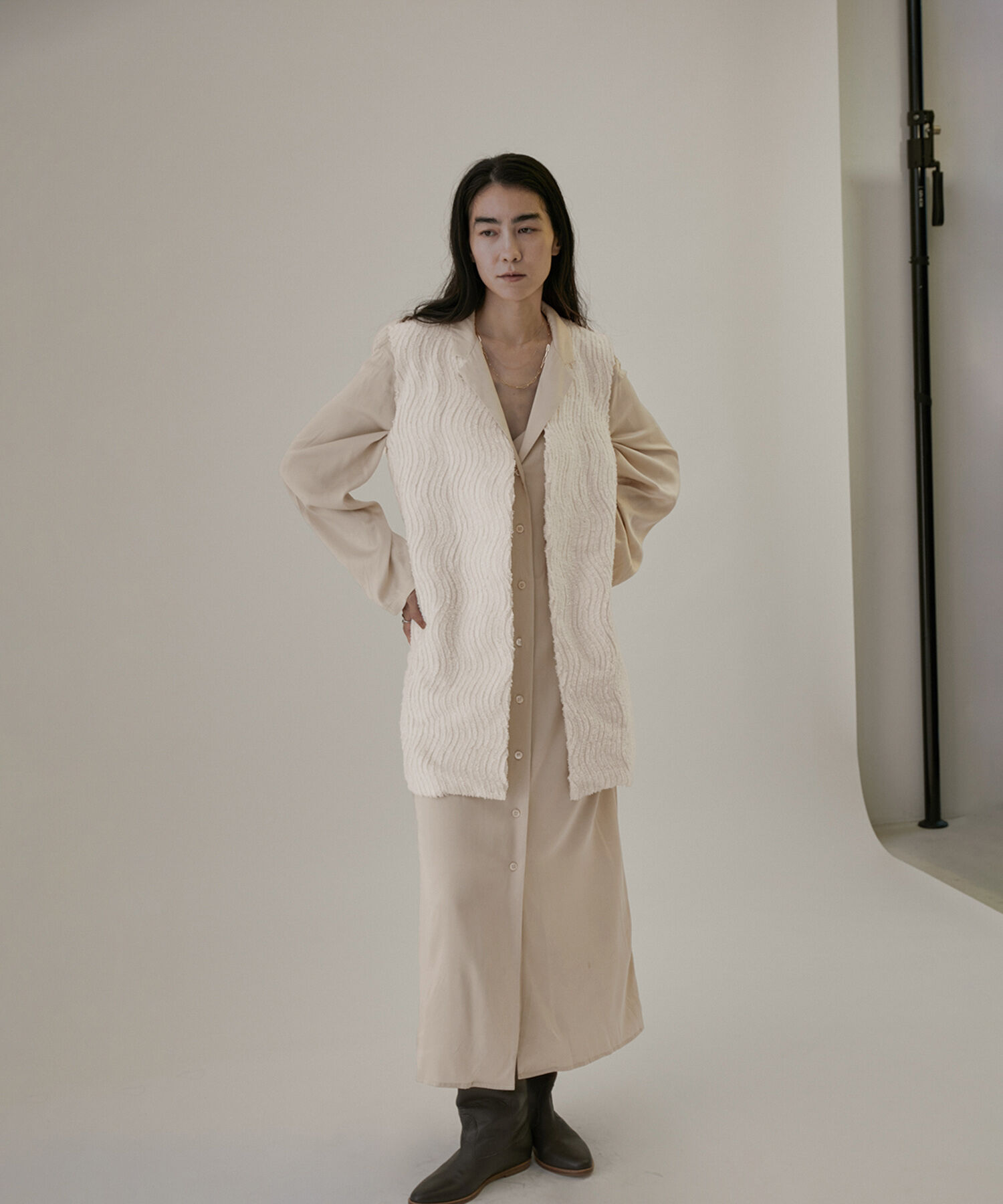 SALON adam et rope'「シルクシャツワンピース【セットアップ対応】【洗える】」|その他|ベージュ(27)