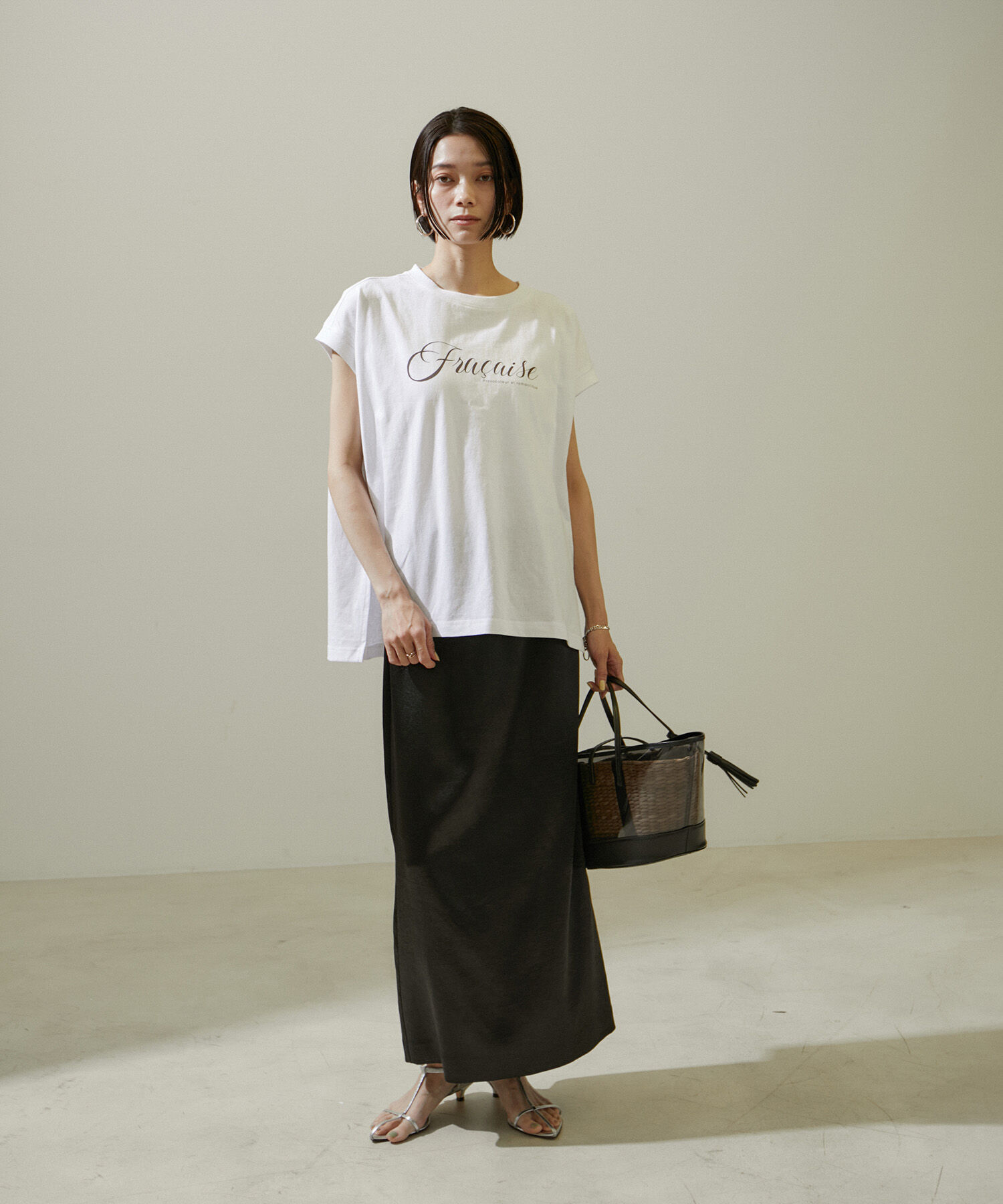 SALON adam et rope'「シャイニーナロースカート【洗える】」|スカート|