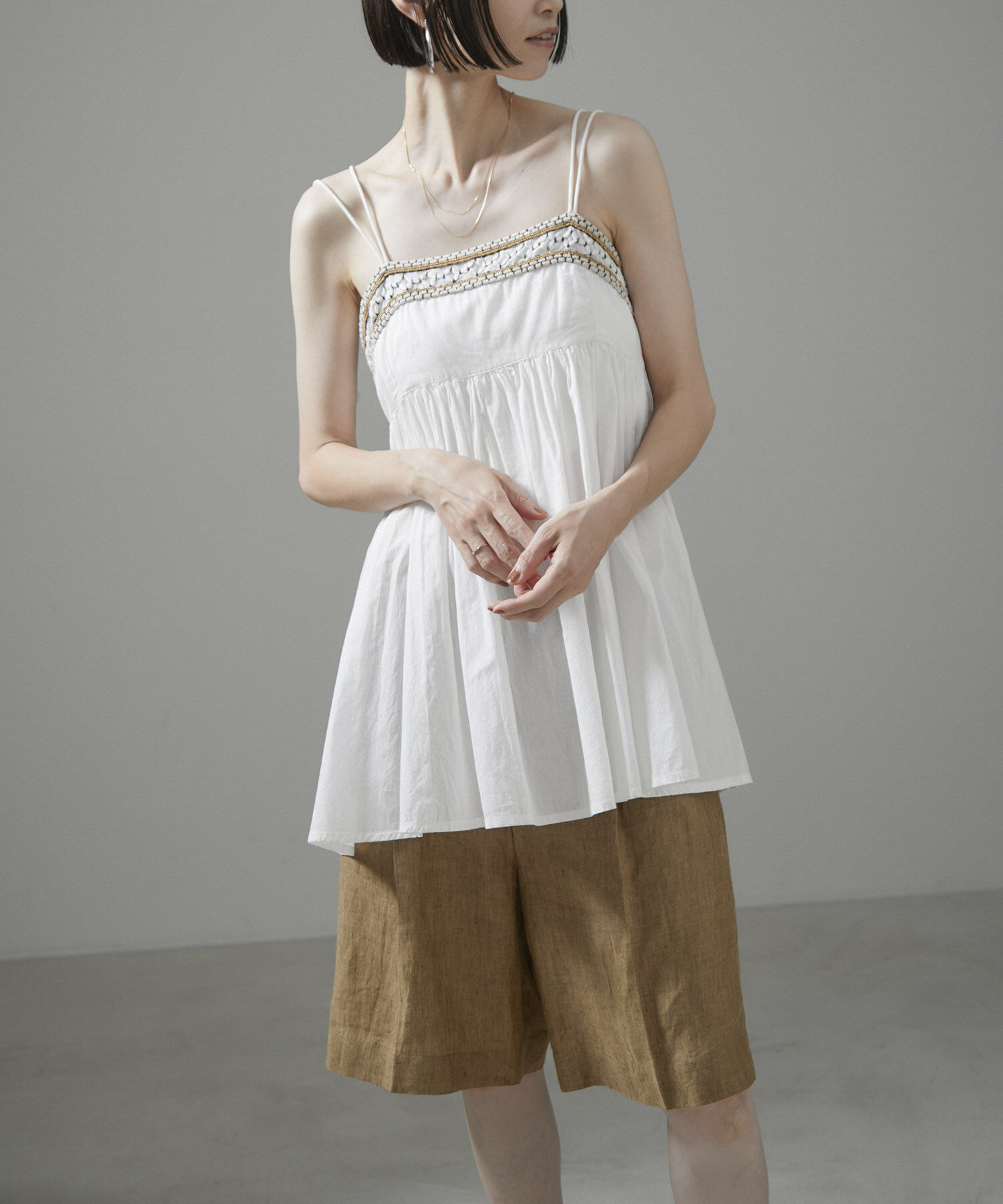 SALON adam et rope'「【WEB限定】ビーズ刺繍キャミソール【洗える】」|キャミソール|