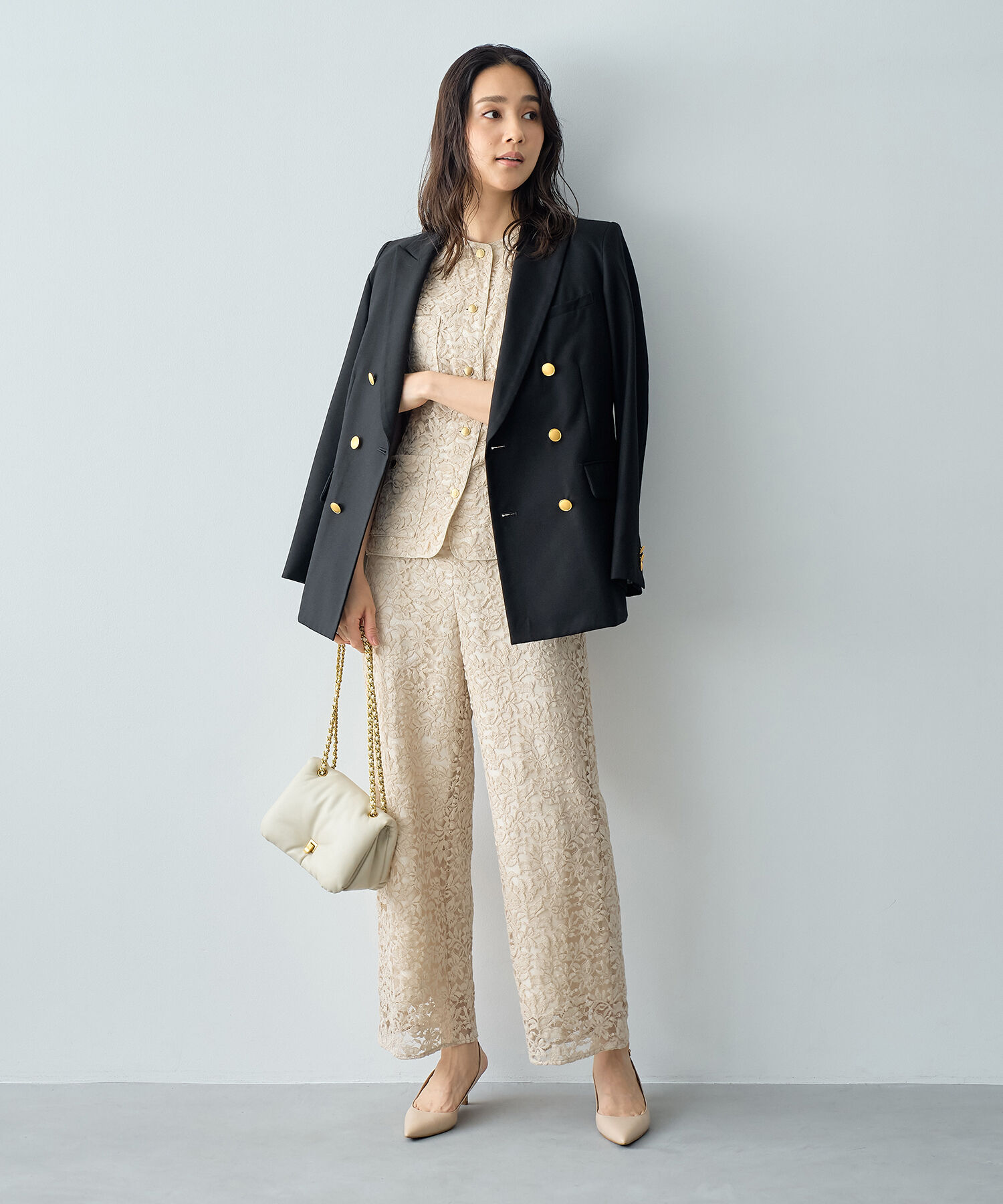 ROPE「リバーレースベスト/セットアップ対応」|ベスト・ジレ|